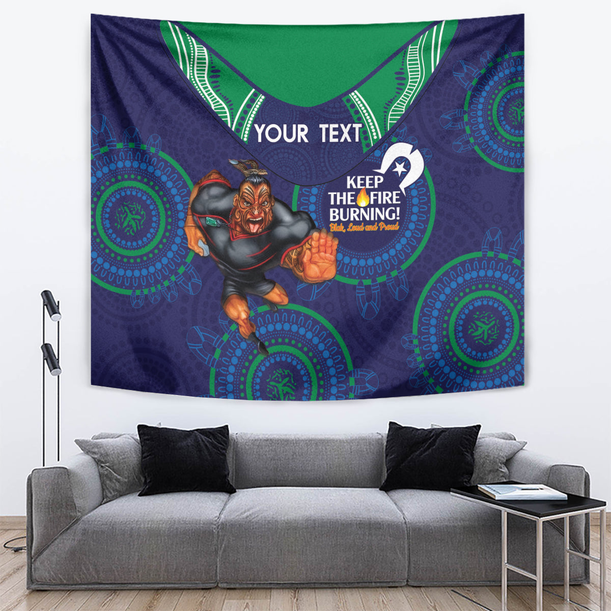 Custom NRL Warriors NAIDOC Week Tapestry Keep The Fire Burning Indigenous Art - Vibe Hoodie Shop