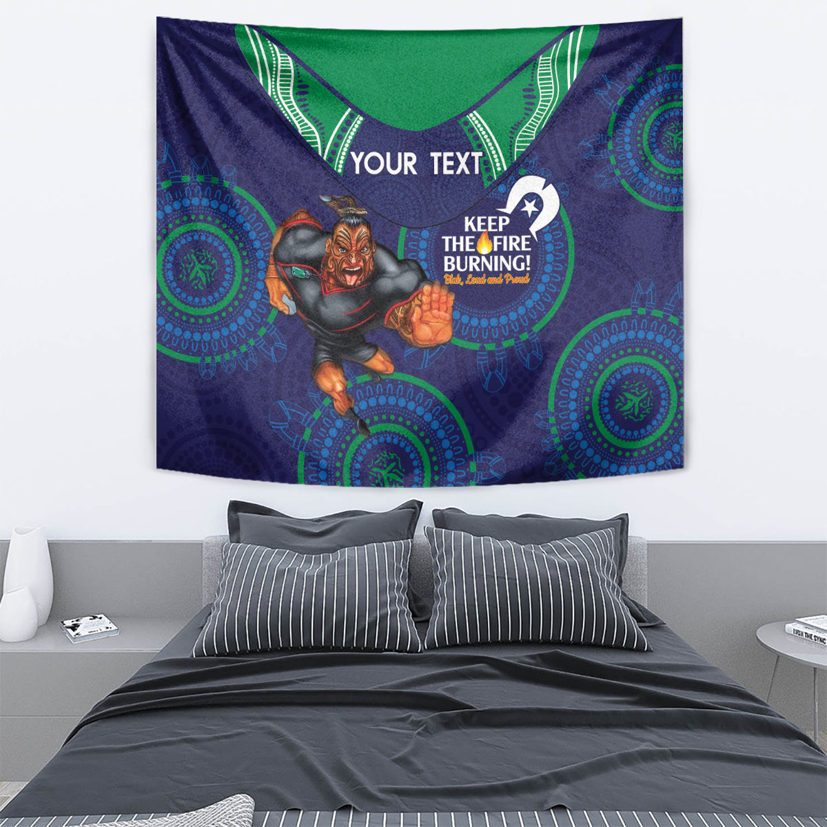 Custom NRL Warriors NAIDOC Week Tapestry Keep The Fire Burning Indigenous Art - Vibe Hoodie Shop