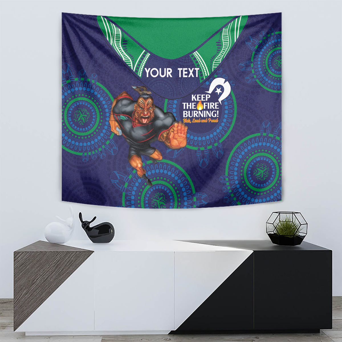 Custom NRL Warriors NAIDOC Week Tapestry Keep The Fire Burning Indigenous Art - Vibe Hoodie Shop