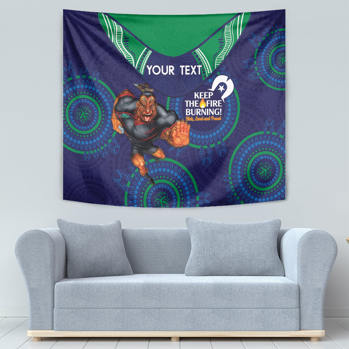 Custom NRL Warriors NAIDOC Week Tapestry Keep The Fire Burning Indigenous Art - Vibe Hoodie Shop