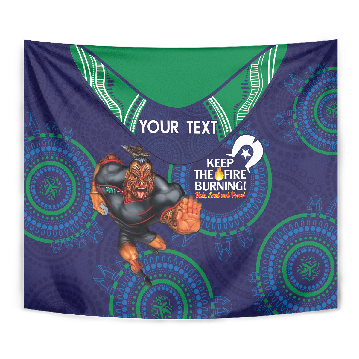 Custom NRL Warriors NAIDOC Week Tapestry Keep The Fire Burning Indigenous Art - Vibe Hoodie Shop