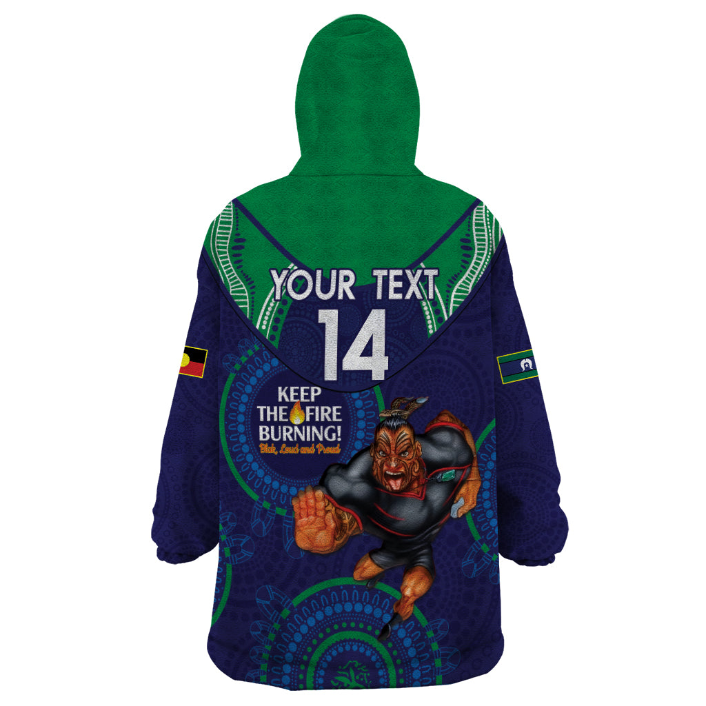 Custom NRL Warriors NAIDOC Week Wearable Blanket Hoodie Keep The Fire Burning Indigenous Art - Vibe Hoodie Shop