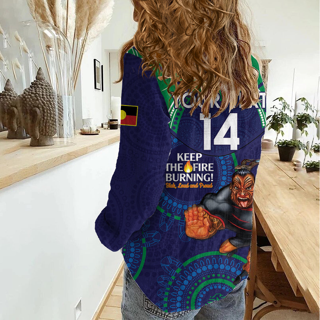 Custom NRL Warriors NAIDOC Week Women Casual Shirt Keep The Fire Burning Indigenous Art - Vibe Hoodie Shop