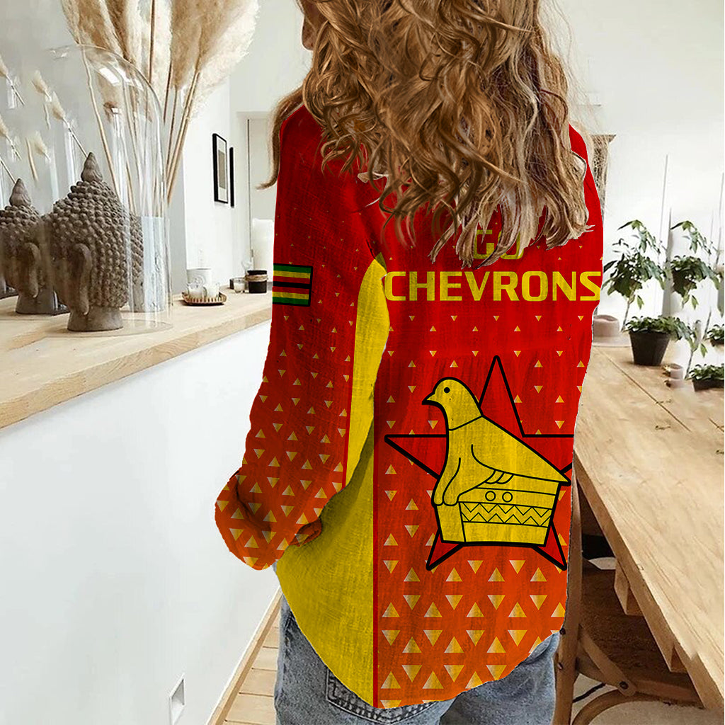 Zimbabwe Cricket Women Casual Shirt Go Chevrons Dynamic Version 2023 - Vibe Hoodie Shop