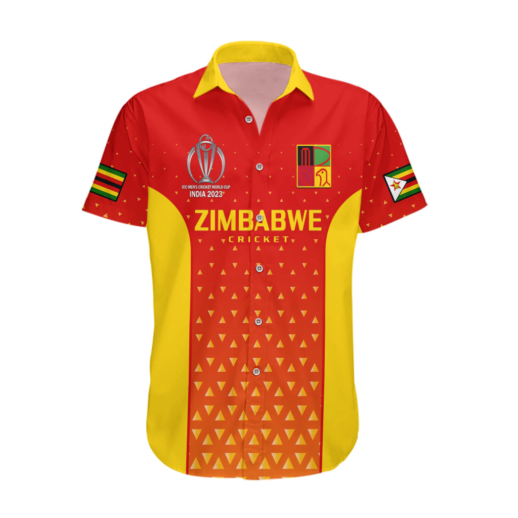Personalised Zimbabwe Cricket Hawaiian Shirt Go Chevrons Dynamic Version 2023 - Vibe Hoodie Shop