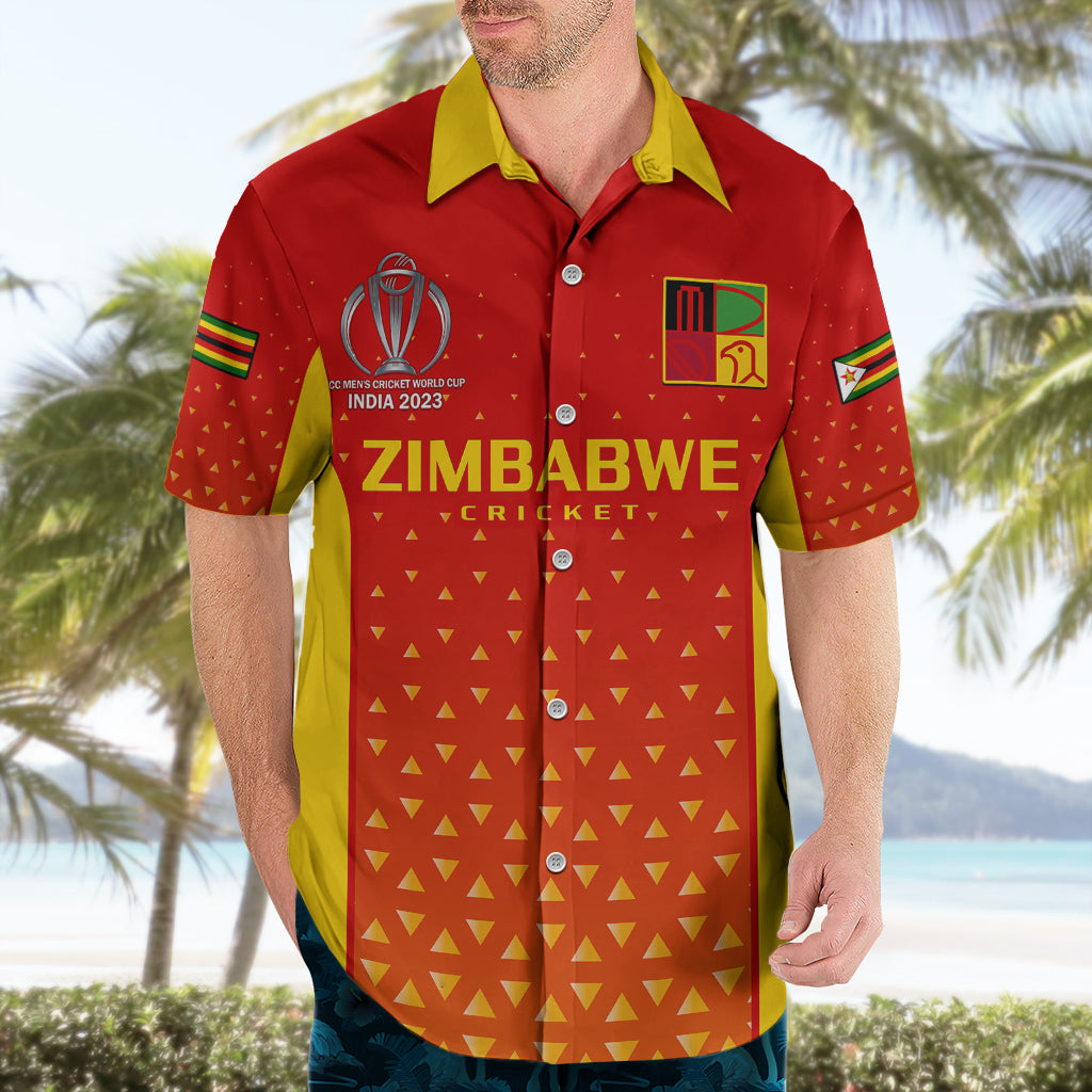 Personalised Zimbabwe Cricket Hawaiian Shirt Go Chevrons Dynamic Version 2023 - Vibe Hoodie Shop