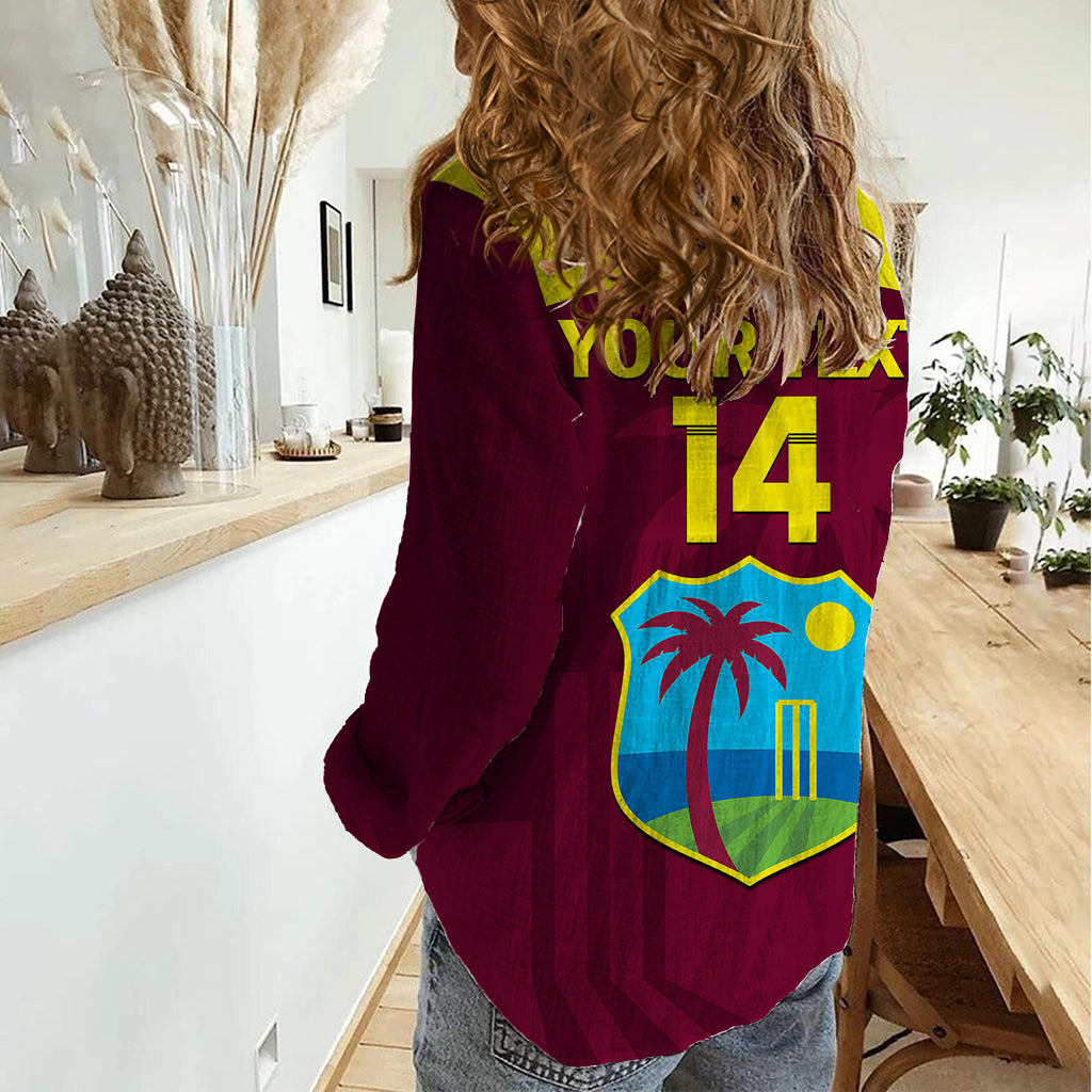 Personalised West Indies Cricket Women Casual Shirt Go Windies Dynamic Version 2023 - Vibe Hoodie Shop