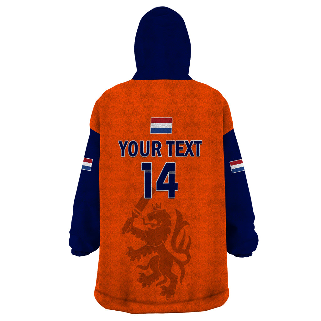 Personalised Netherlands Cricket Wearable Blanket Hoodie Dynamic Version 2023 - Vibe Hoodie Shop