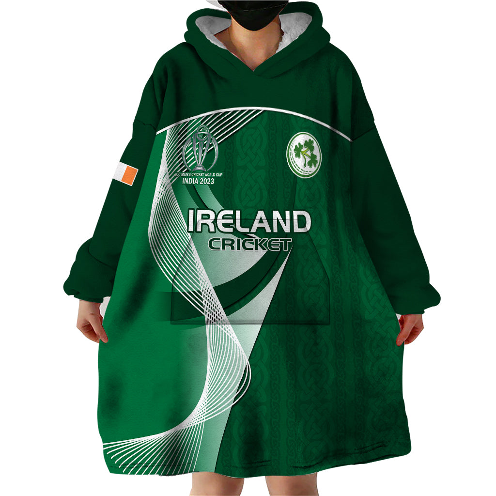 Ireland Cricket Wearable Blanket Hoodie Go Irish Dynamic Version 2023 - Vibe Hoodie Shop