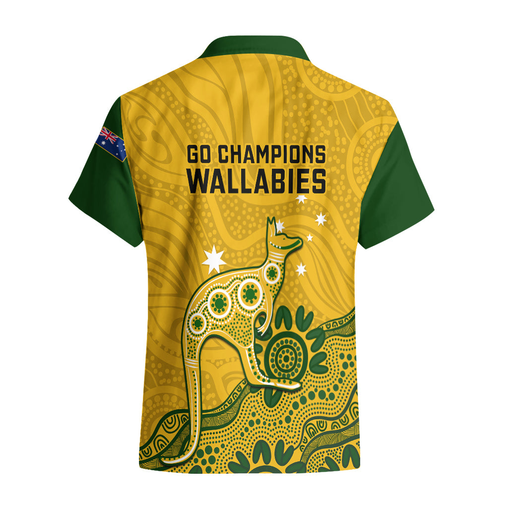 Australia Rugby Hawaiian Shirt Wallabies 2023 Kangaroo Indigenous Art - Vibe Hoodie Shop