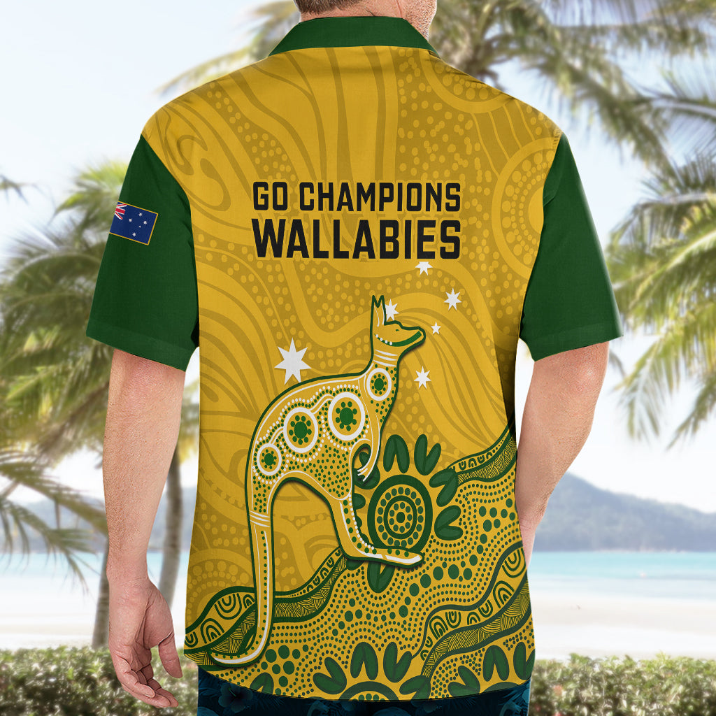 Australia Rugby Hawaiian Shirt Wallabies 2023 Kangaroo Indigenous Art - Vibe Hoodie Shop