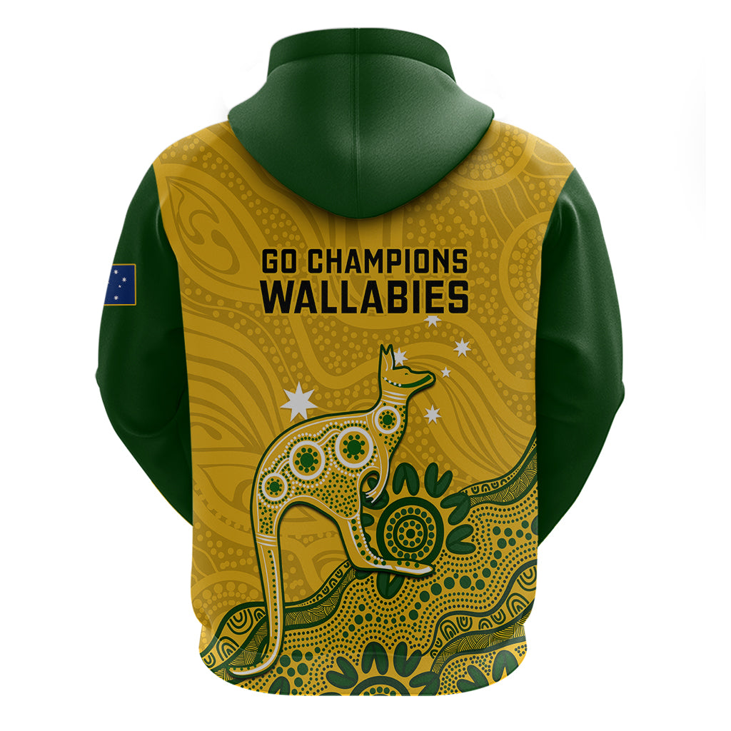 Australia Rugby Hoodie Wallabies 2023 Kangaroo Indigenous Art - Vibe Hoodie Shop