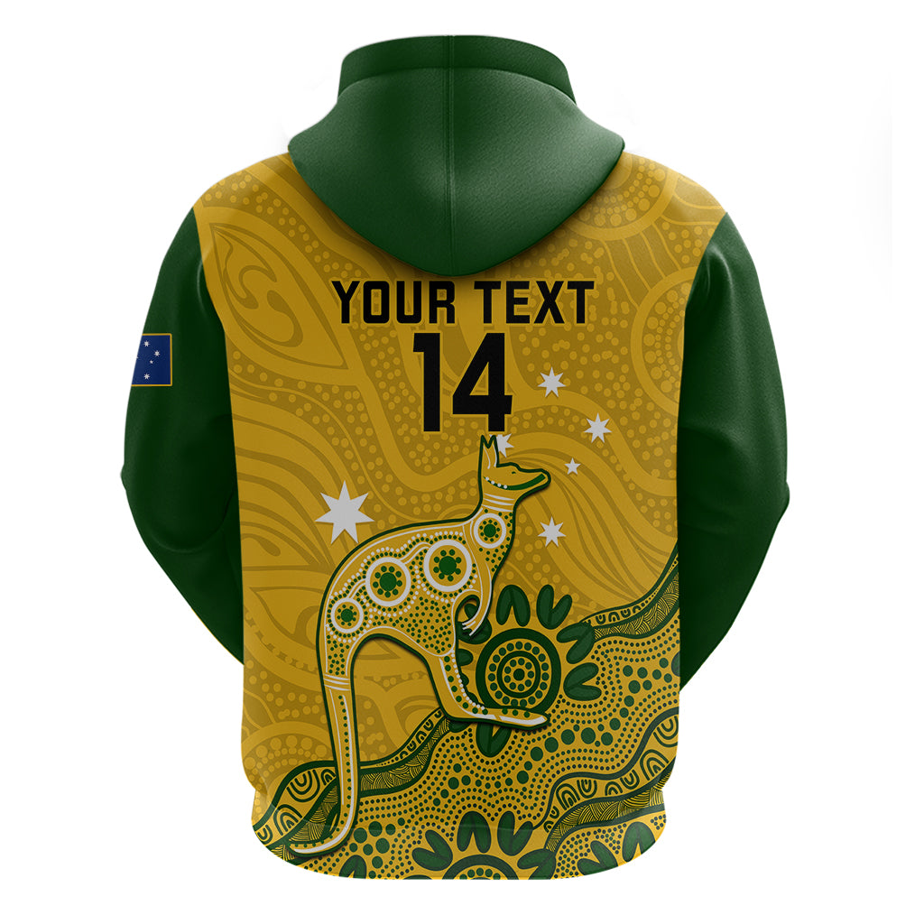 Custom Australia Rugby Hoodie Wallabies 2023 Kangaroo Indigenous Art - Vibe Hoodie Shop