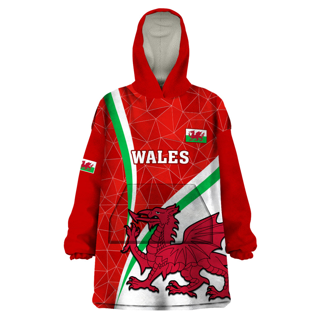 Wales Rugby Wearable Blanket Hoodie 2023 World Cup Cymru Curve Style - Vibe Hoodie Shop