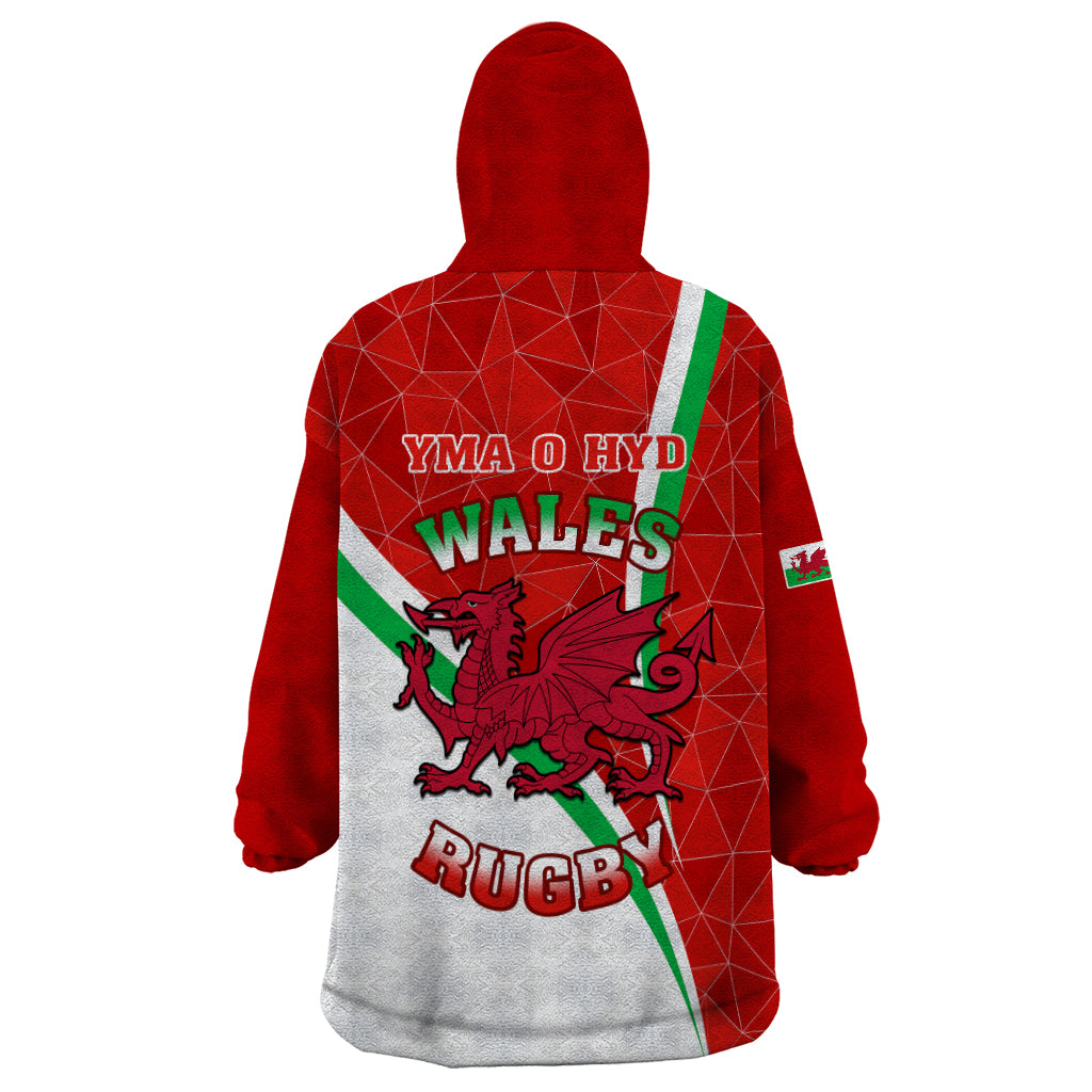 Wales Rugby Wearable Blanket Hoodie 2023 World Cup Cymru Curve Style - Vibe Hoodie Shop