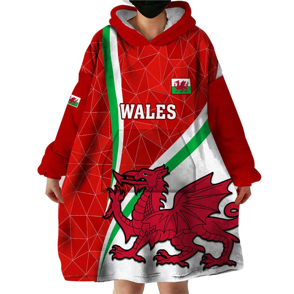 Wales Rugby Wearable Blanket Hoodie 2023 World Cup Cymru Curve Style - Vibe Hoodie Shop