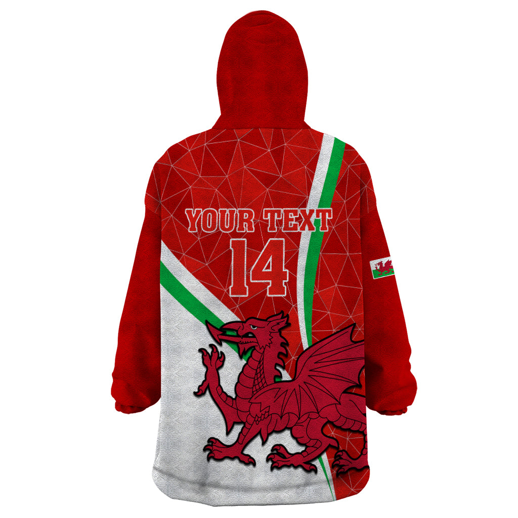 Custom Wales Rugby Wearable Blanket Hoodie 2023 World Cup Cymru Curve Style - Vibe Hoodie Shop