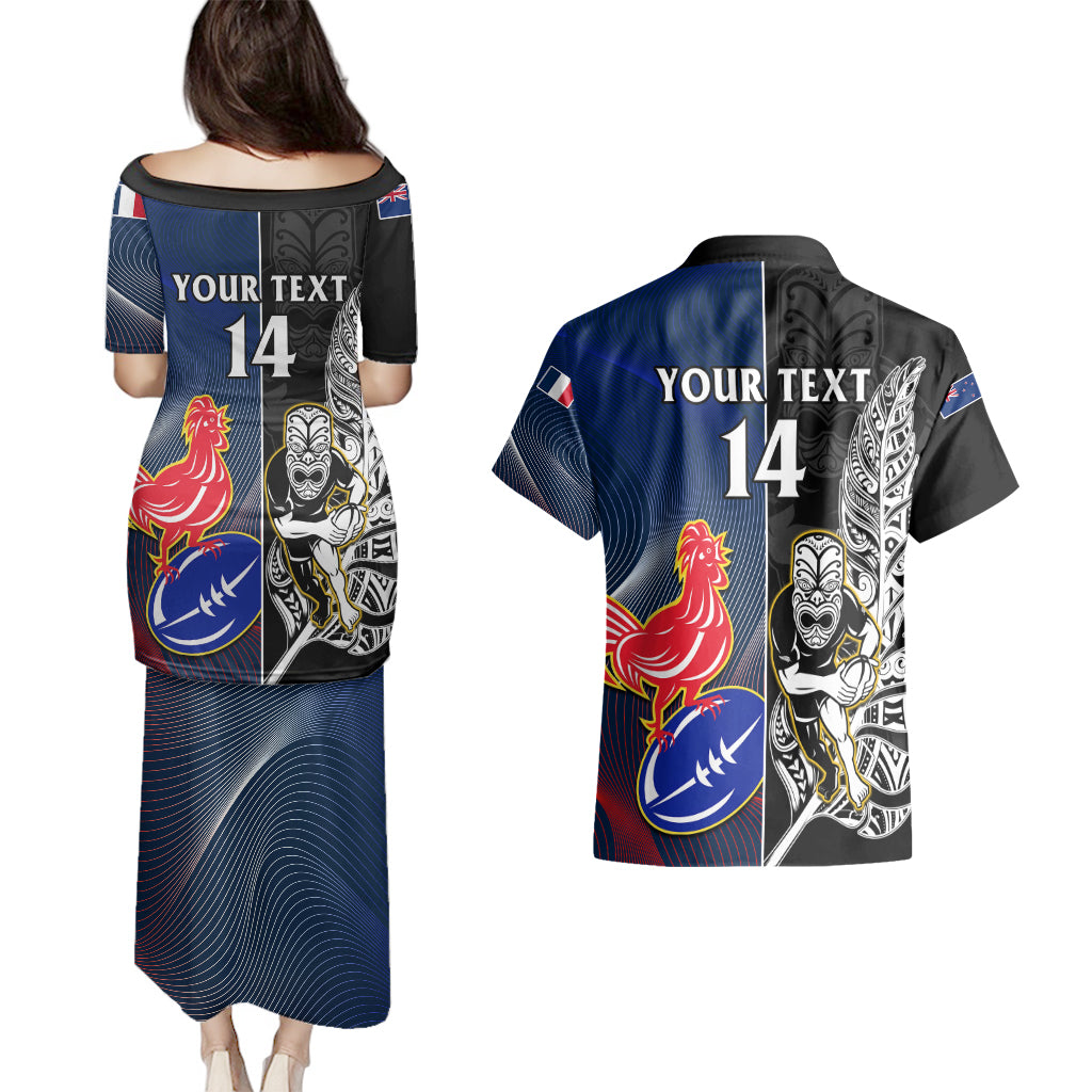 custom-new-zealand-and-france-rugby-couples-matching-puletasi-dress-and-hawaiian-shirt-all-black-with-les-bleus-together-2023-world-cup