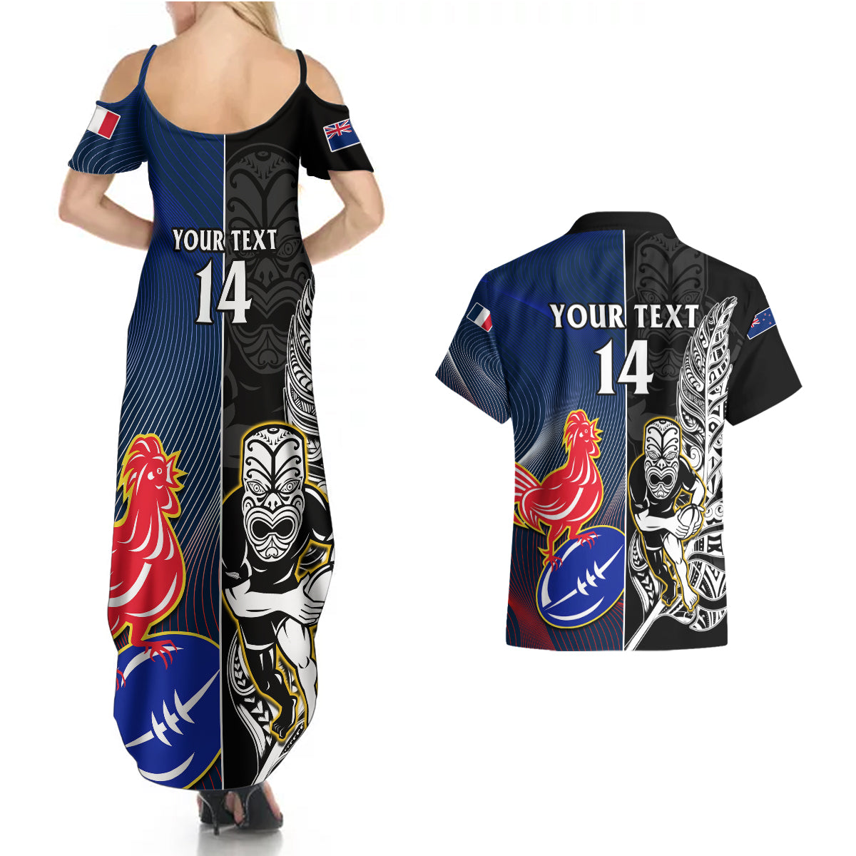 custom-new-zealand-and-france-rugby-couples-matching-summer-maxi-dress-and-hawaiian-shirt-all-black-with-les-bleus-together-2023-world-cup