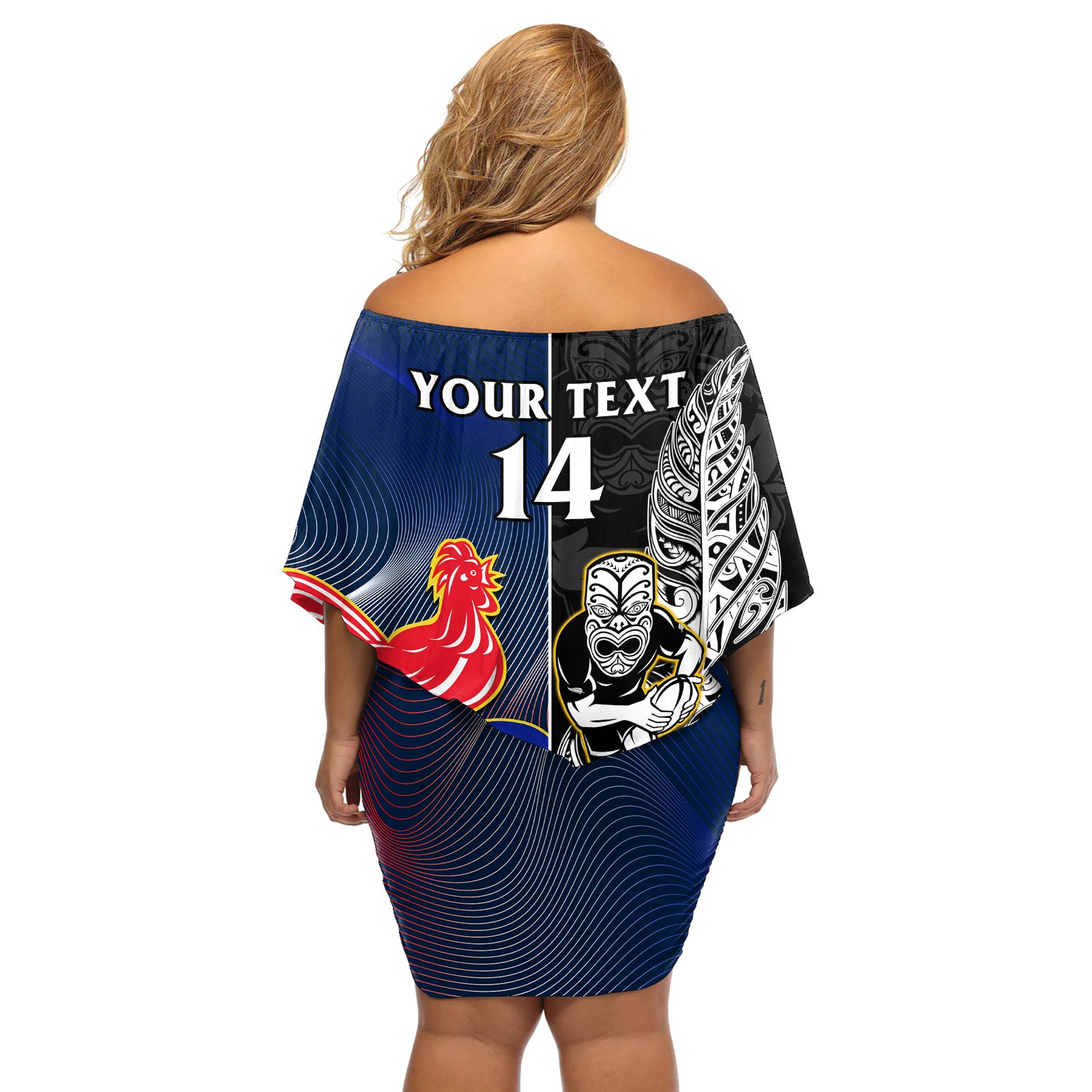 custom-new-zealand-and-france-rugby-off-shoulder-short-dress-all-black-with-les-bleus-together-2023-world-cup