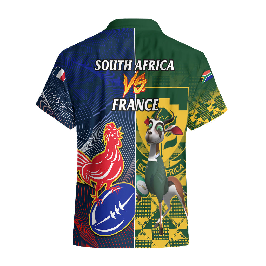 South Africa And France Rugby Hawaiian Shirt Springboks With Les Bleus Together 2023 World Cup - Vibe Hoodie Shop