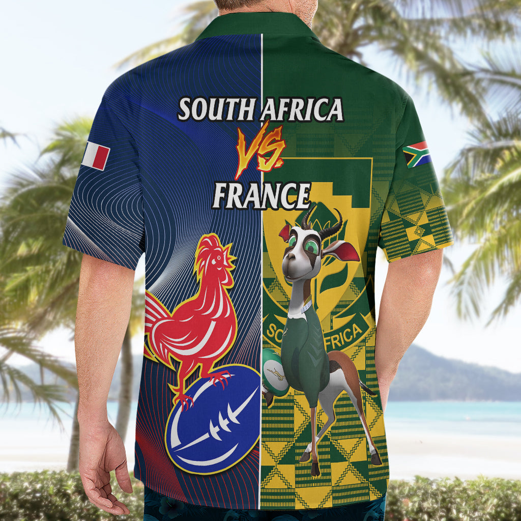 South Africa And France Rugby Hawaiian Shirt Springboks With Les Bleus Together 2023 World Cup - Vibe Hoodie Shop