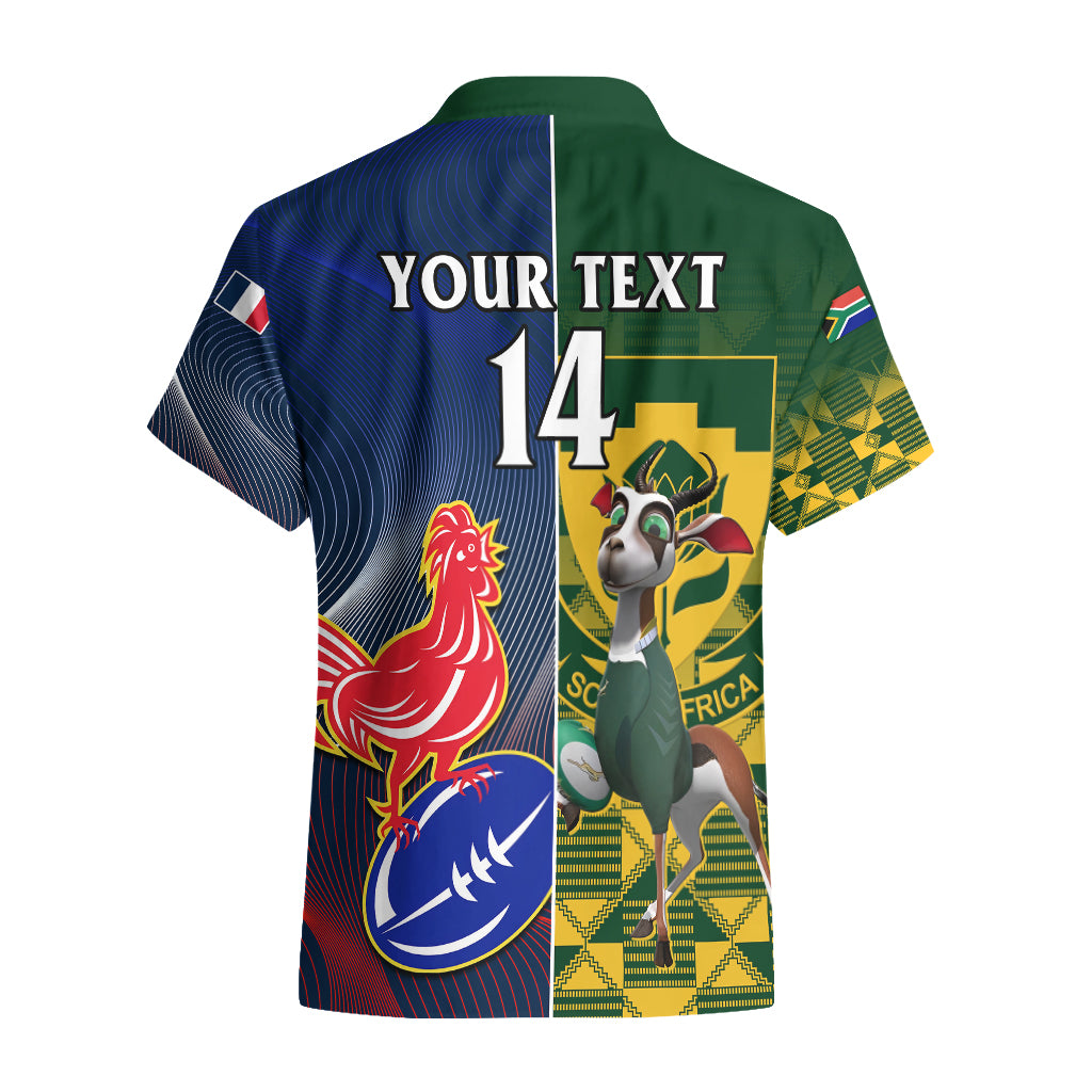 Custom South Africa And France Rugby Hawaiian Shirt Springboks With Les Bleus Together 2023 World Cup - Vibe Hoodie Shop