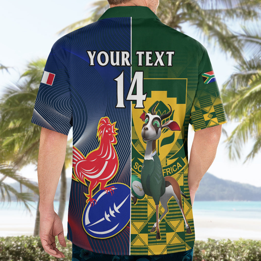 Custom South Africa And France Rugby Hawaiian Shirt Springboks With Les Bleus Together 2023 World Cup - Vibe Hoodie Shop