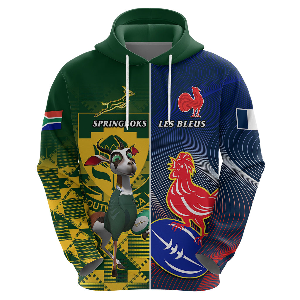 Custom South Africa And France Rugby Hoodie Springboks With Les Bleus Together 2023 World Cup - Vibe Hoodie Shop