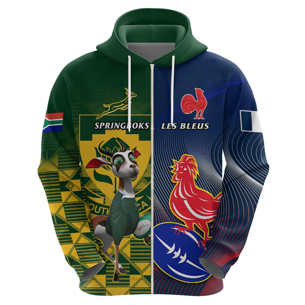 Custom South Africa And France Rugby Hoodie Springboks With Les Bleus Together 2023 World Cup - Vibe Hoodie Shop