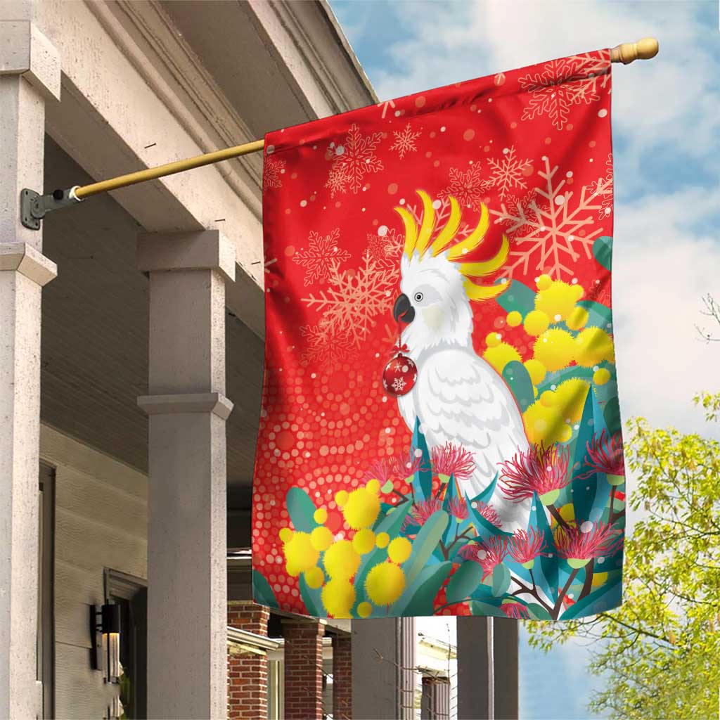 Sulphur-crested Cockatoo Christmas Garden Flag Australia Gumtree With Golden Wattle - Vibe Hoodie Shop