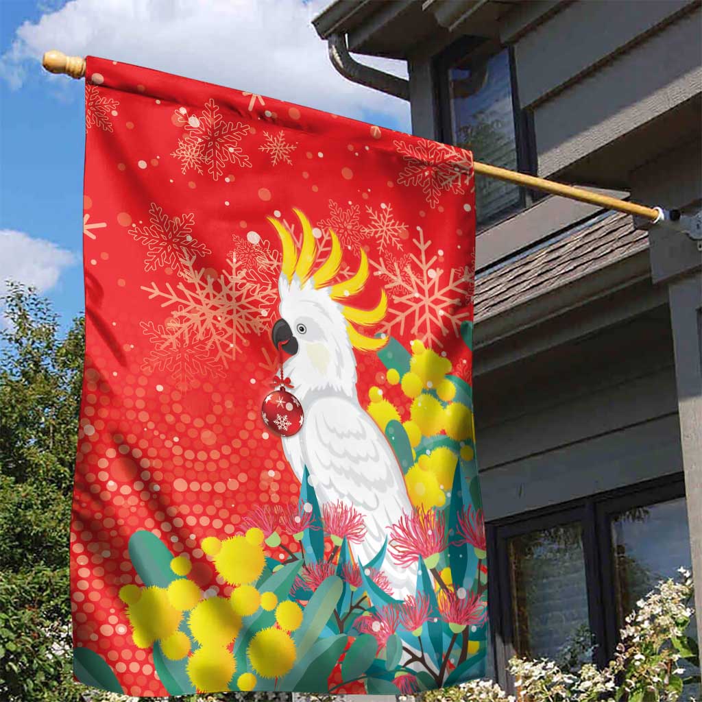 Sulphur-crested Cockatoo Christmas Garden Flag Australia Gumtree With Golden Wattle - Vibe Hoodie Shop