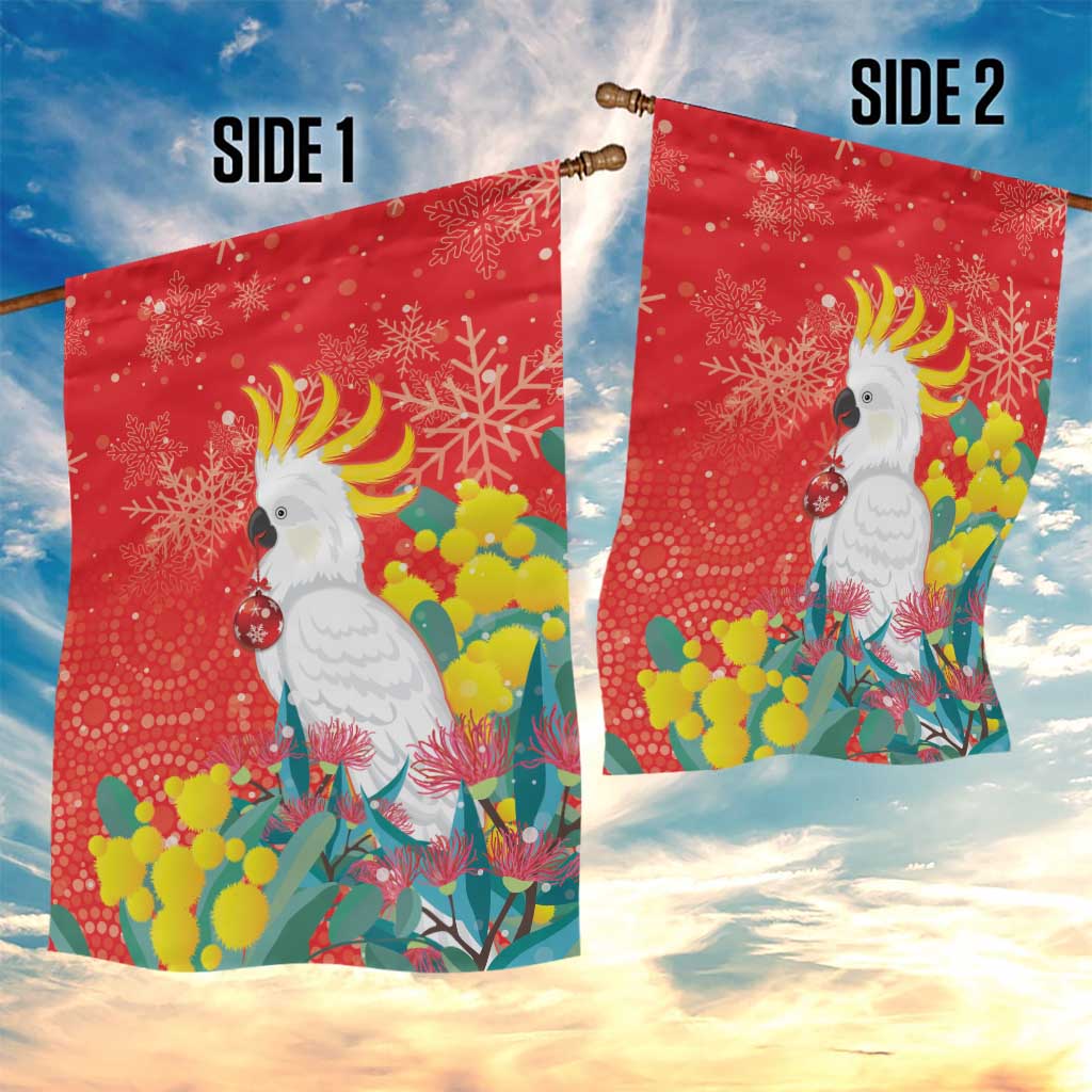 Sulphur-crested Cockatoo Christmas Garden Flag Australia Gumtree With Golden Wattle - Vibe Hoodie Shop