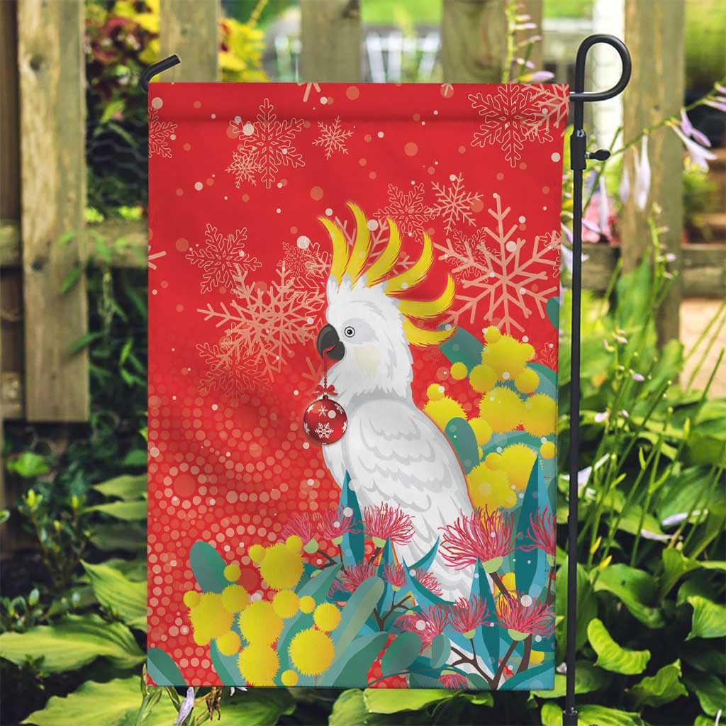 Sulphur-crested Cockatoo Christmas Garden Flag Australia Gumtree With Golden Wattle - Vibe Hoodie Shop