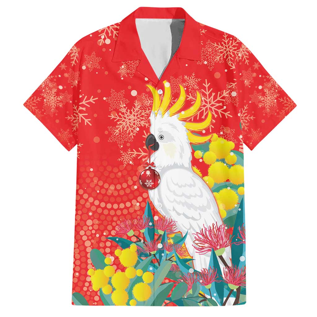 Sulphur-crested Cockatoo Christmas Hawaiian Shirt Australia Gumtree With Golden Wattle - Vibe Hoodie Shop