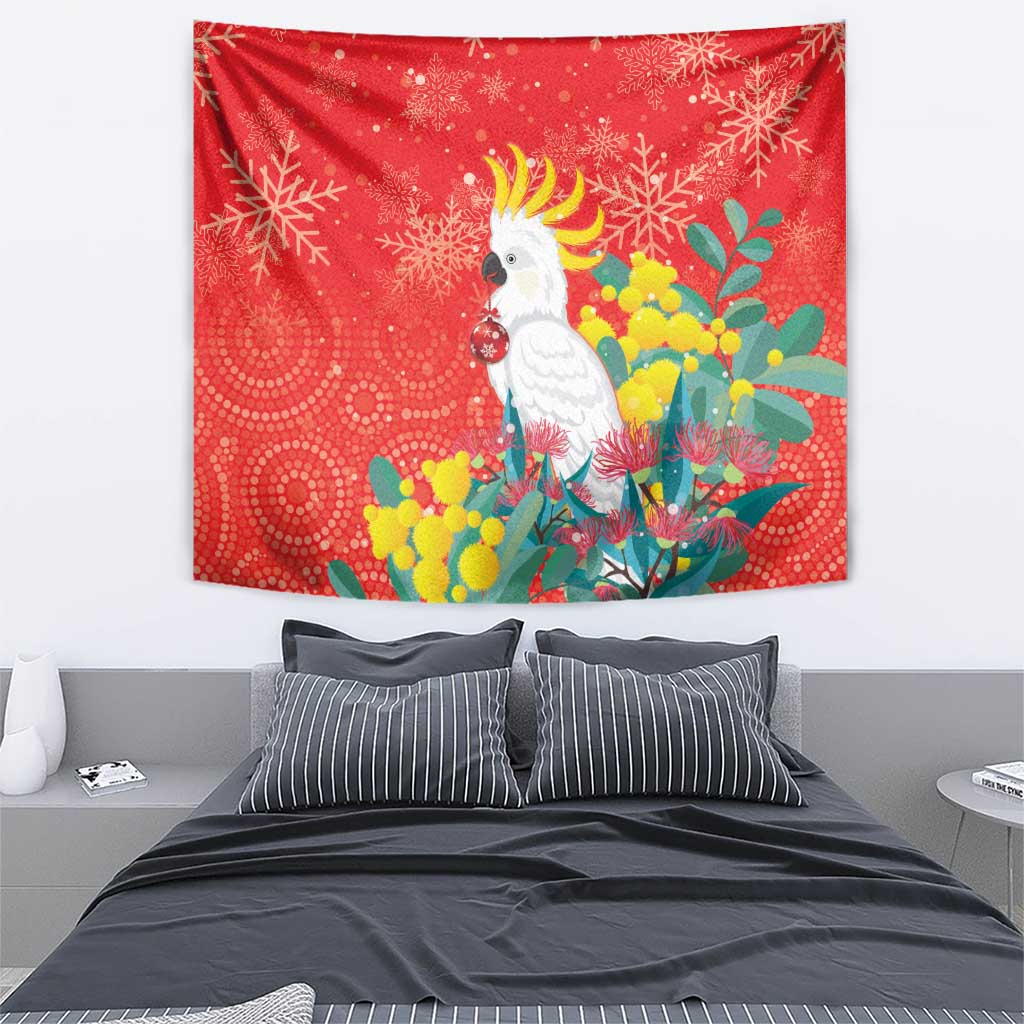 Sulphur-crested Cockatoo Christmas Tapestry Australia Gumtree With Golden Wattle - Vibe Hoodie Shop