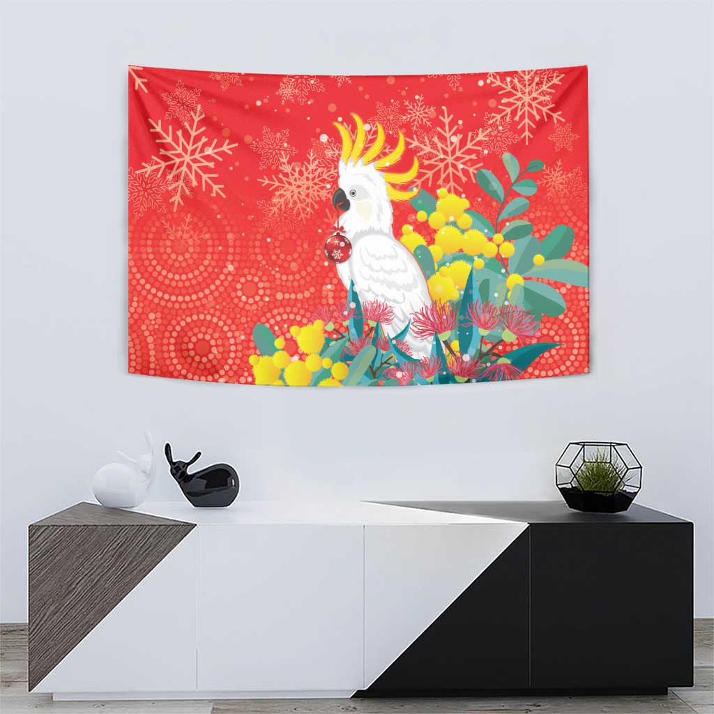 Sulphur-crested Cockatoo Christmas Tapestry Australia Gumtree With Golden Wattle - Vibe Hoodie Shop