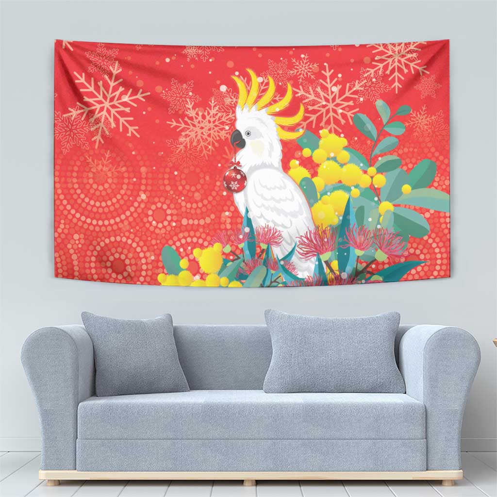 Sulphur-crested Cockatoo Christmas Tapestry Australia Gumtree With Golden Wattle - Vibe Hoodie Shop