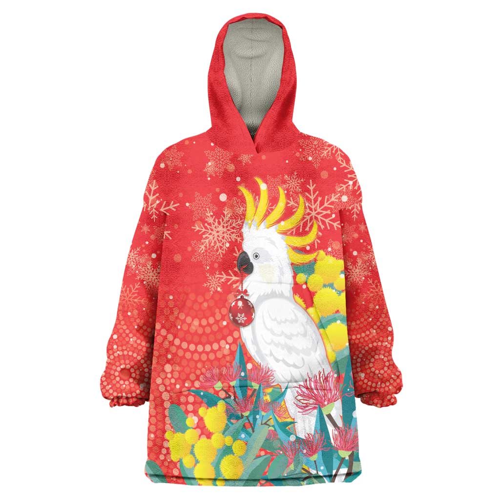 Sulphur-crested Cockatoo Christmas Wearable Blanket Hoodie Australia Gumtree With Golden Wattle - Vibe Hoodie Shop