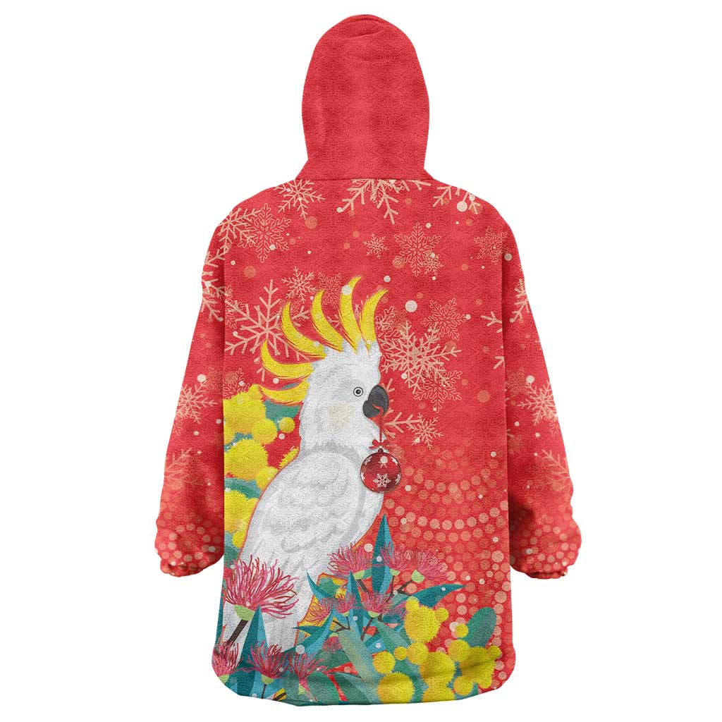 Sulphur-crested Cockatoo Christmas Wearable Blanket Hoodie Australia Gumtree With Golden Wattle - Vibe Hoodie Shop