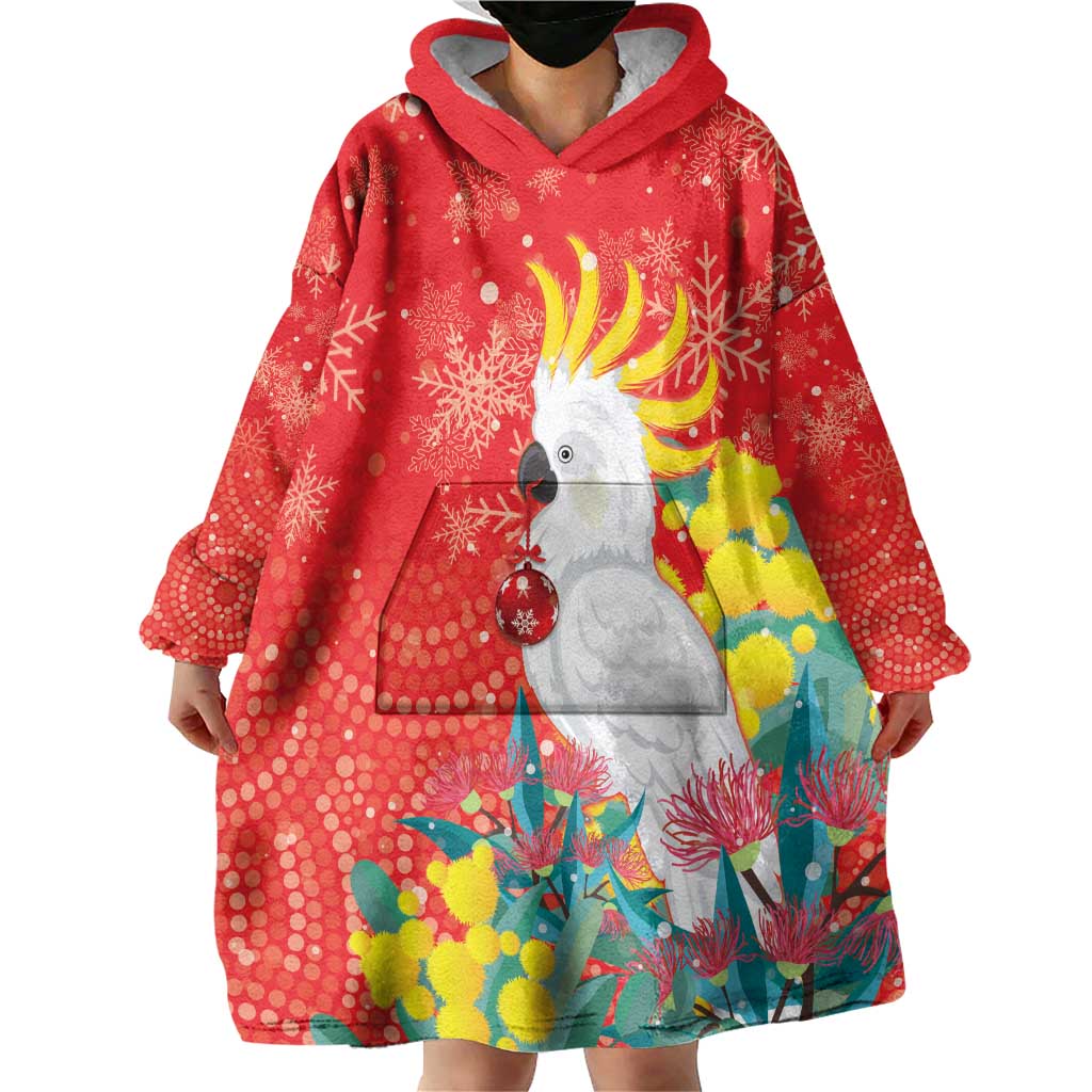 Sulphur-crested Cockatoo Christmas Wearable Blanket Hoodie Australia Gumtree With Golden Wattle - Vibe Hoodie Shop