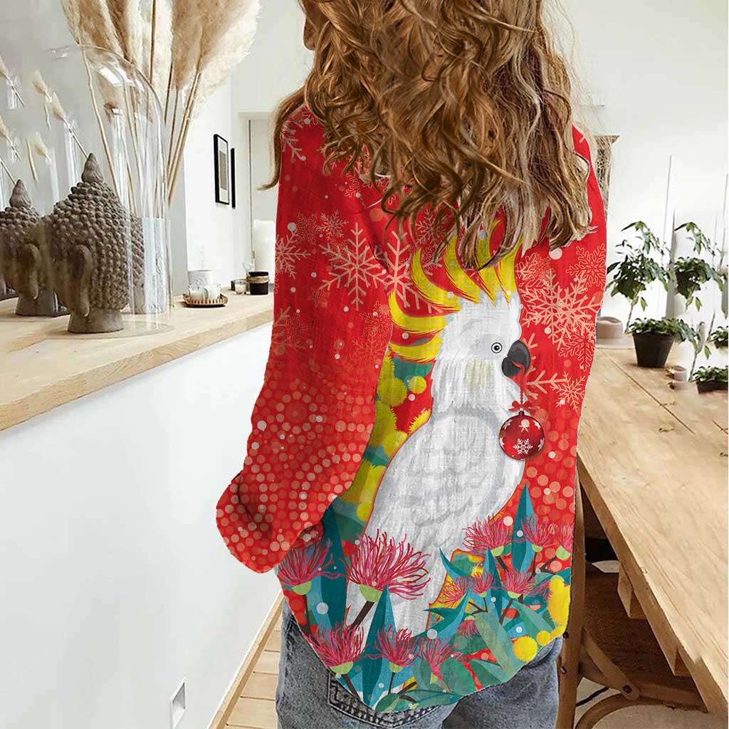 Sulphur-crested Cockatoo Christmas Women Casual Shirt Australia Gumtree With Golden Wattle - Vibe Hoodie Shop