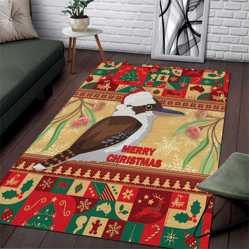 Australia Christmas Area Rug Kookaburra Santa With Gumtree - Vibe Hoodie Shop