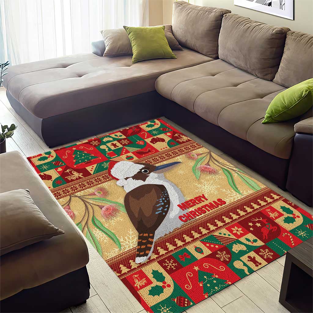 Australia Christmas Area Rug Kookaburra Santa With Gumtree - Vibe Hoodie Shop