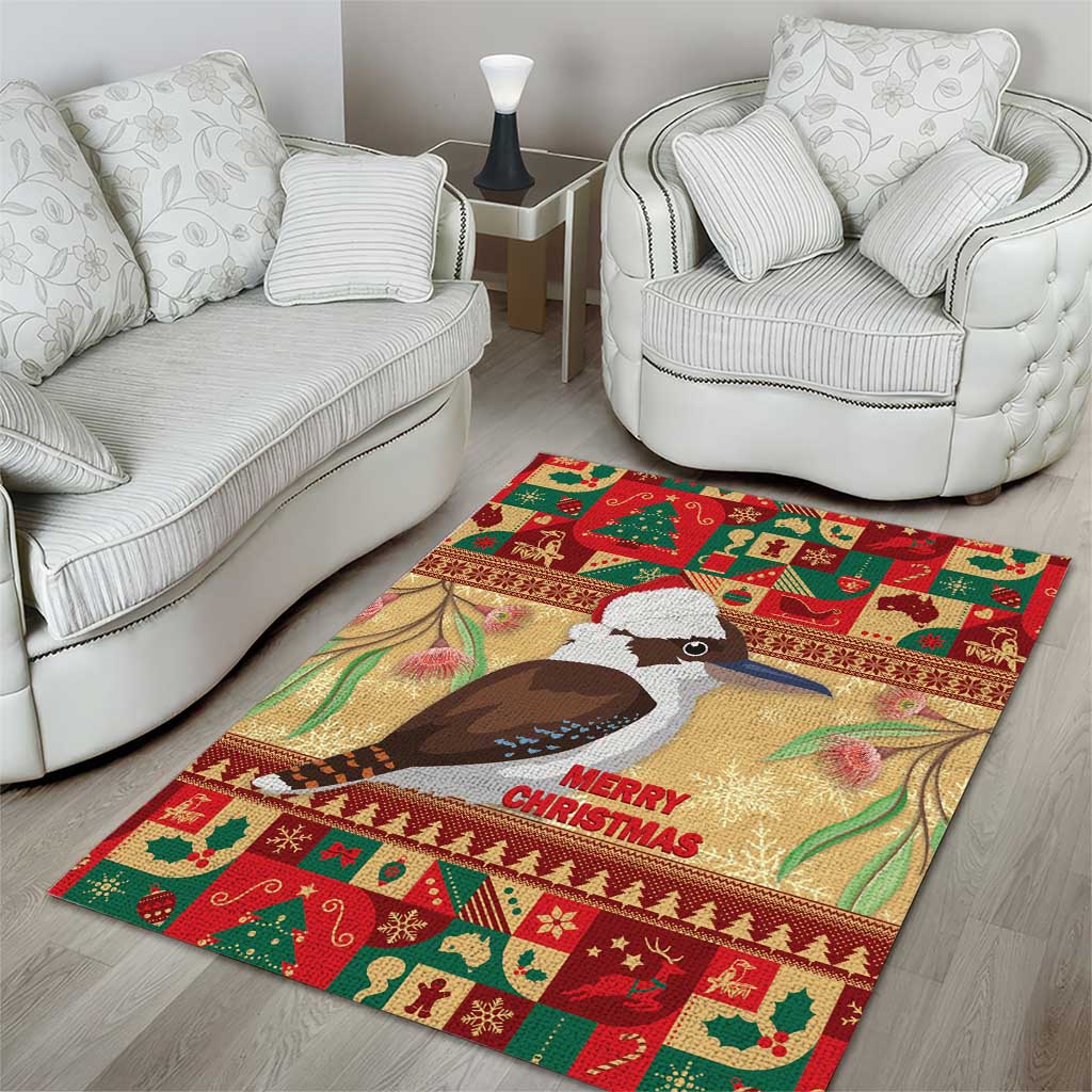 Australia Christmas Area Rug Kookaburra Santa With Gumtree - Vibe Hoodie Shop