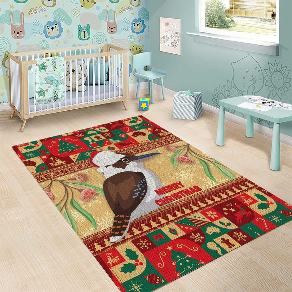 Australia Christmas Area Rug Kookaburra Santa With Gumtree - Vibe Hoodie Shop