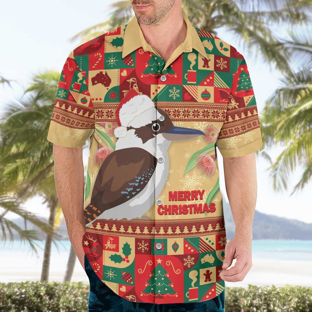 Australia Christmas Hawaiian Shirt Kookaburra Santa With Gumtree - Vibe Hoodie Shop