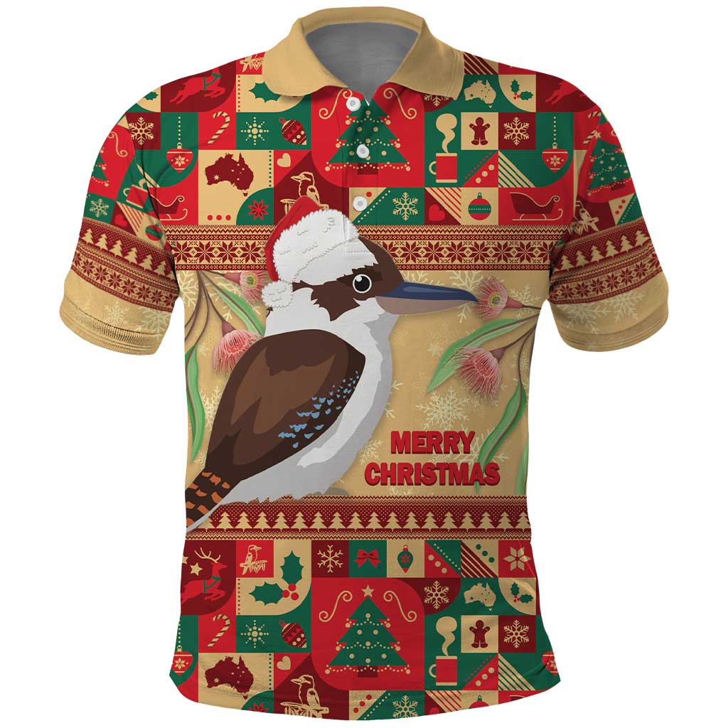 Australia Christmas Polo Shirt Kookaburra Santa With Gumtree - Vibe Hoodie Shop