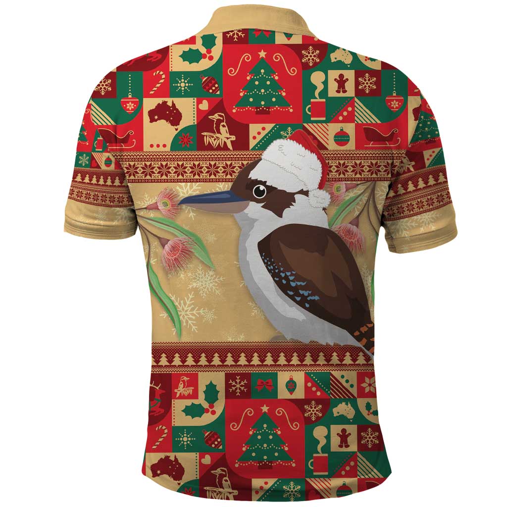 Australia Christmas Polo Shirt Kookaburra Santa With Gumtree - Vibe Hoodie Shop