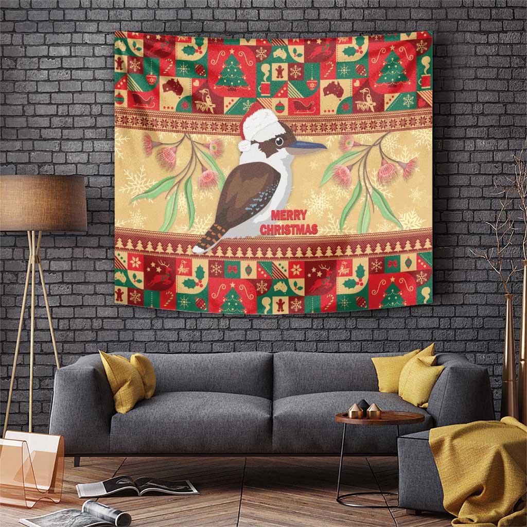 Australia Christmas Tapestry Kookaburra Santa With Gumtree - Vibe Hoodie Shop